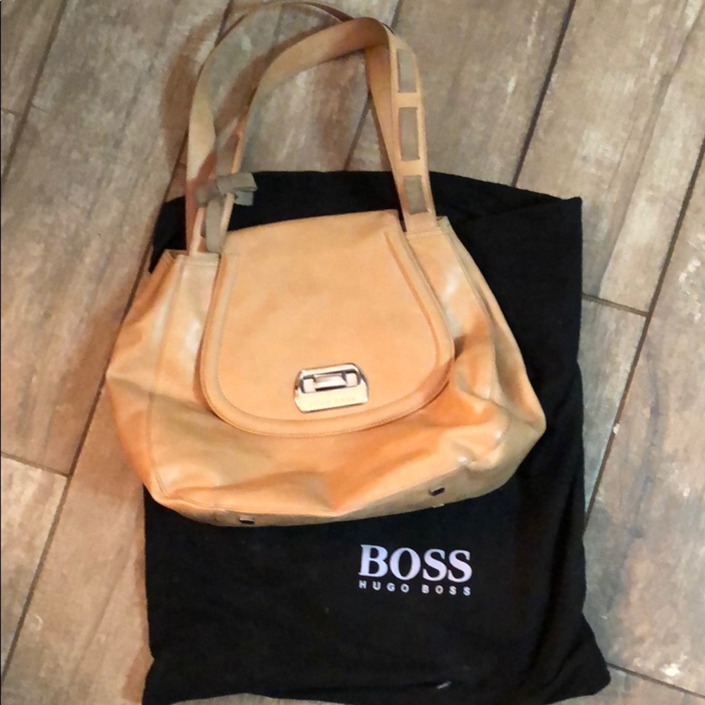 Hugo Boss leather hobo bag purse handbag